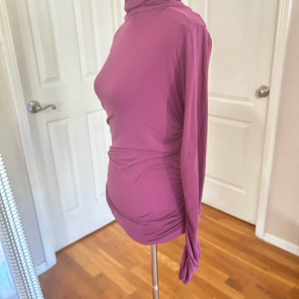 Soft Surroundings Plum Ruched Turtleneck Top | Size S - Picture 4 of 12